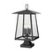 Z-Lite Rainer 4 Light Outdoor Pier Mounted Fixture, 13.5in. W x 25.25in. H, Black 5015PHBS-SQPM-BK - alternate 1
